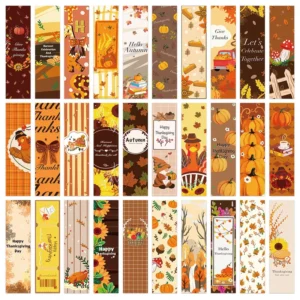 30PCS Autumn Fall Harvest Thanksgiving Bookmarks