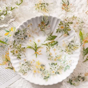 30Pieces Pack Sticker Package Flower Room Season Pet Gilding Vintage Plant Flower Journal Decoration Collage 6 Style