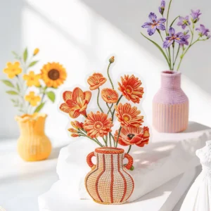 30pcs Per Pack Stickers Crochet Flower House Series Soothing Crochet Floral Art Background Collage Elements
