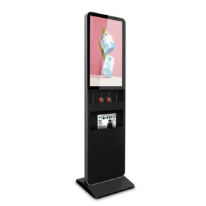 32 Inch LCD Signage Indoor With Charging Ports With Brochure Holder Digital Advertising Display