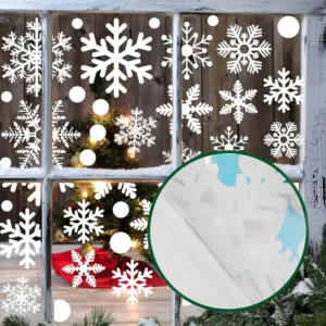 321pcs PVC Christmas Window Decals Reusable 9 Sheets of Snowflakes Winter Holiday Designs for Glass Windows