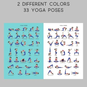 33 Yoga Poses Guide Poster 2Color Options Home Exercise Reference Chart Stretching Poster 2 Piece Set