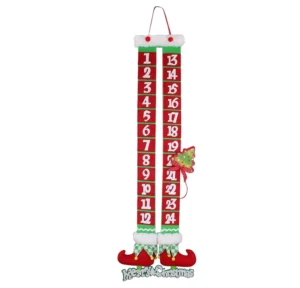 36 Inches Red Green Elf Legs Countdown Calendar Christmas Item Wall Decoration Hangable Closet Window Traditional Classic