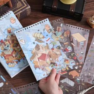 37-Piece Fantasy World Series Scenery Sticker Book with Cartoon 3D Pop-Up Journal Stickers for Kids