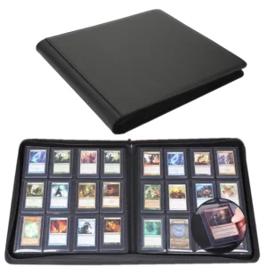 384-Pocket Leather Toploader Waterproof Zipper Bag for Football, Volleyball, Baseball and TCG Cards, Binder Photo Album