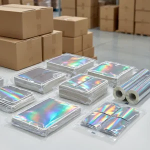 38mm Waterproof PVC BOPP Hologram Circle Scratch Stickers, Laser Self-Peel Customizable Labels for DIY Projects