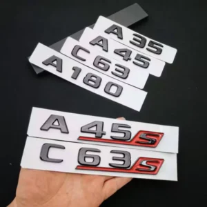 3D ABS Glossy Black Letter Car Sticker A35 A45 C63 A180 S Decorative Accessories