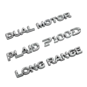 3D ABS Letter Logo Car Badge, Bright Silver Chrome