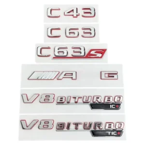 3D ABS Silver-Red Sport Emblem Sticker for Trunk W205 W206 C43 C63 C63S Vehicles