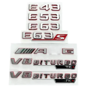3D ABS Silver-Red Sport Emblem Sticker for Trunk W213 W214 E260 E300 C43 E53 E63 E63S Vehicles