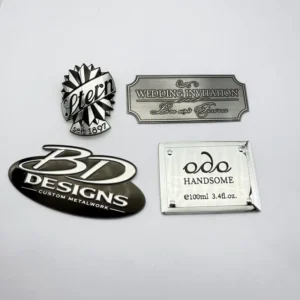 3D Aluminium Logo Metal Plate Nameplate Private Label Embossed Stickers Packaging Labels