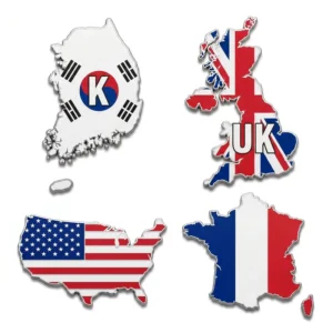 3D Car Badge Sticker National Map Flag Emblem Waterproof Aluminum Alloy