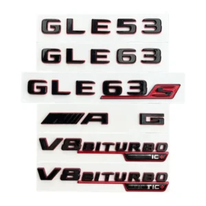 3D Chrome-Plated Red and Black Rear and Side Emblem Stickers for GLE53 GLE63 and GLE63S