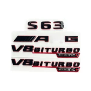 3D Chrome-Plated Red and Black Rear and Side Emblem Stickers for S63 and S65