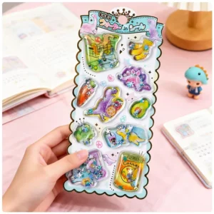 3D Colorful Water Activated Shaking Cartoon Stickers Unicorn Cute Animal Children’s Educational Craft Reward Mobile Decoration