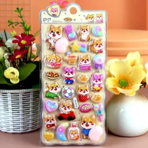 3D Cute Animal Transparent Embossed PVC Epoxy Resin Stickers