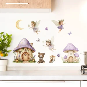 3D Elven House Wall Sticker Self Adhesive PVC UV Resistant Matte Varnishing Thermal Transfer Printed Home Decor