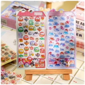3D Embossed Crystal Animal Stickers PVC UV Printed Japanese Izakaya Sushi Theme Kids Craft IU-80