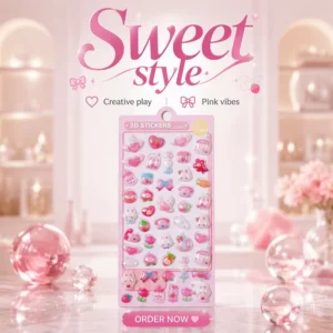 3D Embossed Gravure-Printed Self-Adhesive Waterproof Paper Sticker, Cartoon Pattern, Home Decor