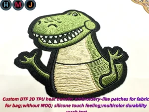 3D Embossed TPU DTF Heat Transfer Patches UV Printing Iron-On Labels for Garments