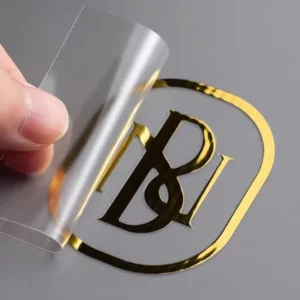 3D Embossed Waterproof UV Gold Metal Transfer Sticker for Product Packaging
