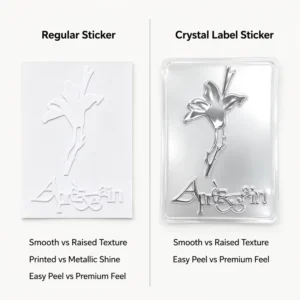 3D Epoxy Silver Foil Resin Dome Labels Stickers