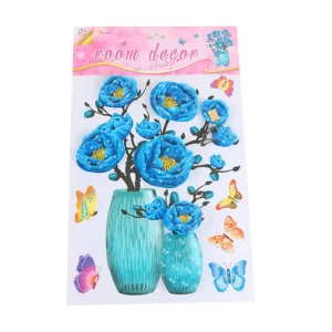3D Flower Vase Self-Adhesive Waterproof Wall Decal for Home Decor