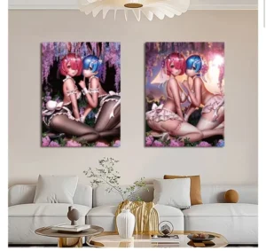 3D Lenticular Anime Flip-Motion Poster, Bikini Girls, with Bag