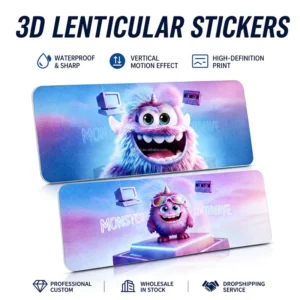 3D Lenticular Changing-Flip Effect Waterproof Custom Decor Stickers for Indian Student Pencil and Lunch Boxes