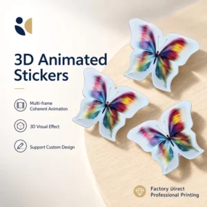 3D Lenticular Custom Plastic Waterproof Self-Adhesive Color-Changing Flip-Effect Decorative Decal