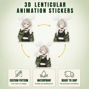 3D Lenticular Custom Sticker Printing Service, Switch-Image Design