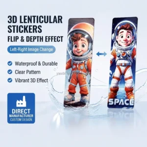 3D Lenticular PET Waterproof Flip Animation Adhesive Stickers Decoration for Students