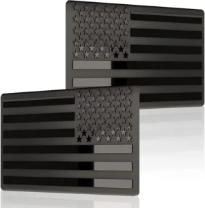 3D Metal All Black American Flag Emblem Decal Stickers 1 Pair Matte Black USA US Flag Car Decals