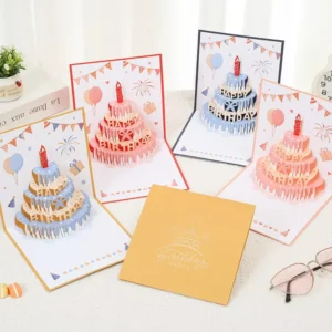 3D Music Light Pop-Up Birthday Card with Foldable Glowing Carved Design
