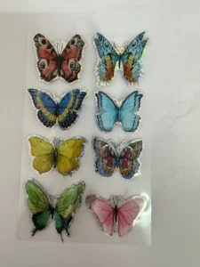 3D PET PVC Gradually Changing Color Butterfly Stickers Shiny Dark Vinyl Adhesive Stickers for Christmas Festival DIY