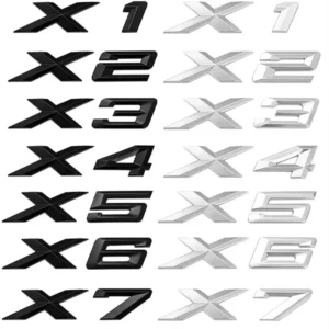 3D PVC Black Chrome Car Letters Fender Emblem Badge X1 X7 Logo for E70 E53 F15 G05 Reusable Decals