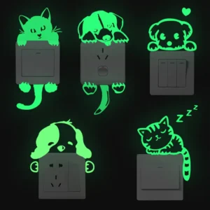 3D PVC Cartoon Animal Light Switch Stickers for Kids’ Rooms
