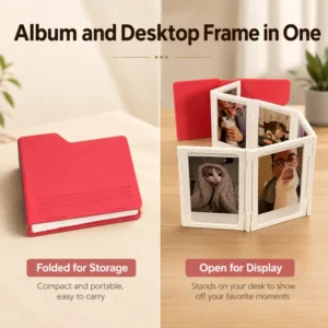 3D-Printed PLA Accordion Foldable Magnetic Desktop Display Case for 12 Photos