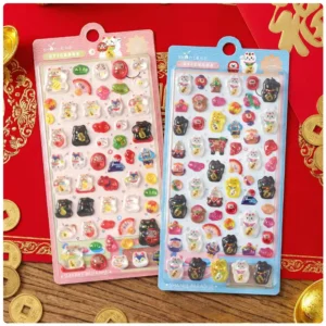 3D Puffy Lucky Cat Stickers, Raised Embossed Decals for Phone Case, Journal, and Water Bottle Decor