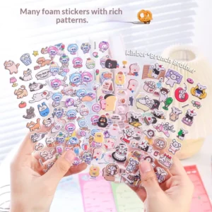 3D Raised Decor Stickers Cute Cartoon Animal Foam Phone Case