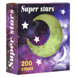 3D Starry Sky Stars and Moon Box with Luminous Waterproof Stickers for Children’s Room Decoration