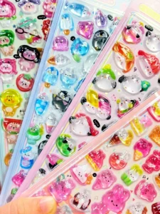 3D Stereo Embossed Glue-Dropping Cartoon Little Bear Decorative Stickers