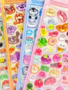 3D Stereo Embossed Glue-Dropping Cartoon Little Bear Decorative Stickers