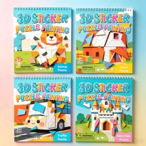 3D Sticker Puzzle Painting Book Kids Geometric Mosaic Stickers DIY Educational Toy