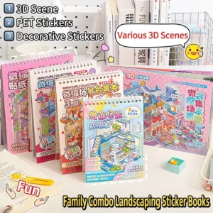 3D Sticker Scene Set, Miniature House Book, Cartoon Animal Stickers for Adults and Kids, DIY Craft