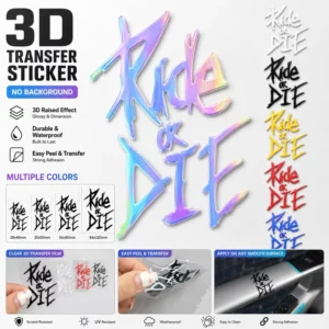 3D Transfer Sticker Waterproof Vinyl Decal No Background UV Resistant Raised Logo Label for Bikes Helmets Bottles Gear