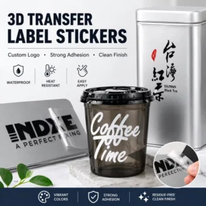 3D Waterproof PVC Clear Transfer Stickers for Cups Glass Metal Tin Wood Plastic