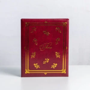 4*6 Inch 10x15cm 200 Photos Gold Foil PU Leather Wedding Photo Album with Black Plastic Pages