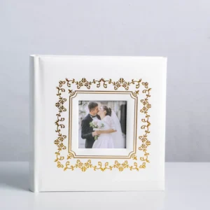 4*6 Inch 10x15cm 200 Photos Gold Foil PU Leather Wedding Photo Album with Window