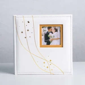 4*6 Inch 10x15cm 200 Photos Gold Foil PU Leather Wedding Photo Album with Window